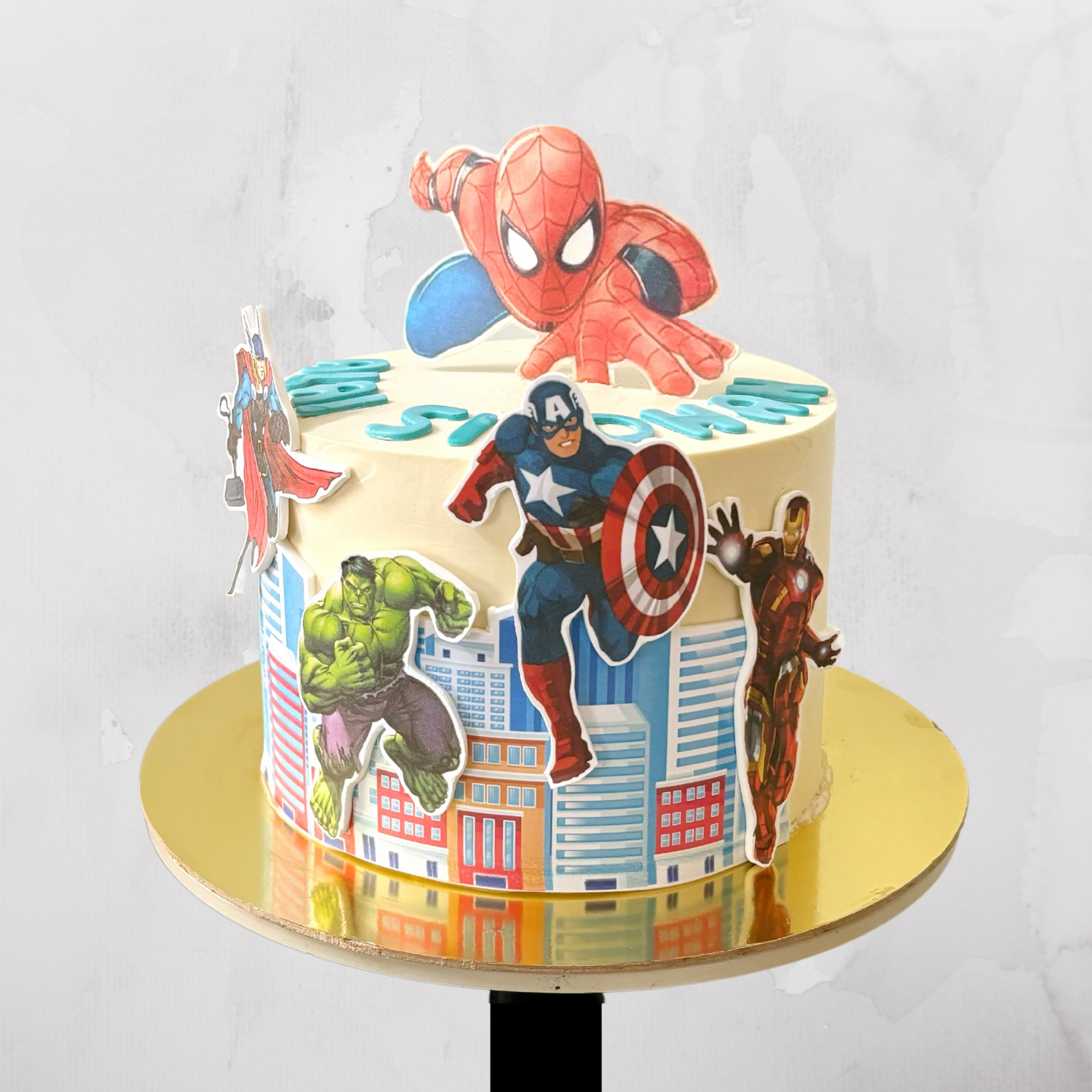 Towering Avengers City Cake